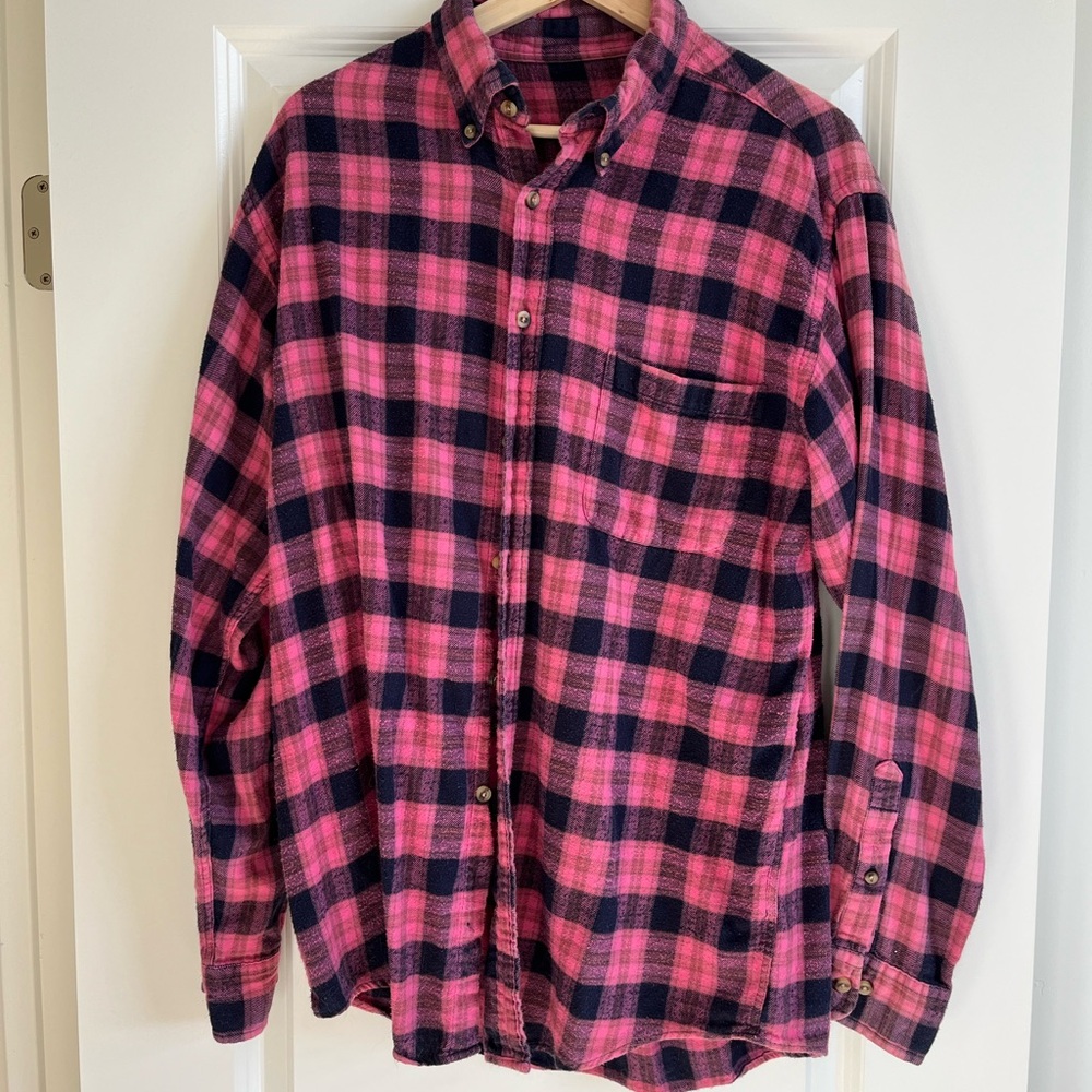 BDG Pink and Black Casual Button Down Shirt